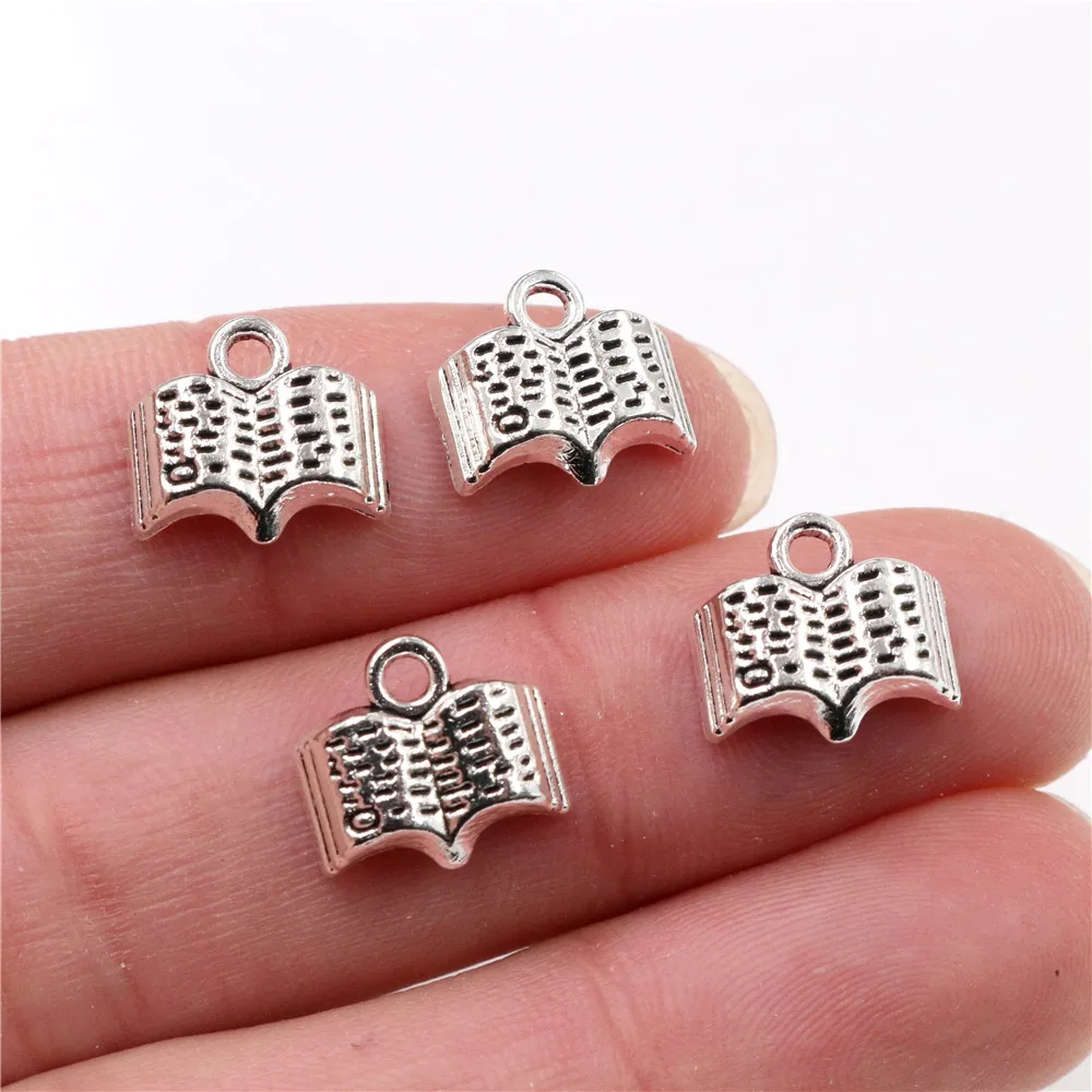 12x11mm 30 stücke Antike Silber Überzogene Buch Handgemachte Charme Anhänger: DIY für armband necklace-Q4-42