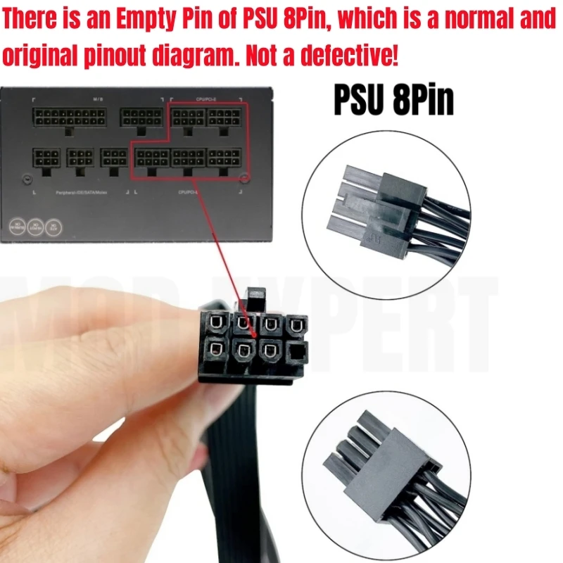 CPU Power Cable for Gigabyte P750GM, P850GM, P1000GM PSU, 8Pin to 4+4Pin ATX/EPS12V 18AWG 60 CM for Gigabyte P-GM Modular Powers