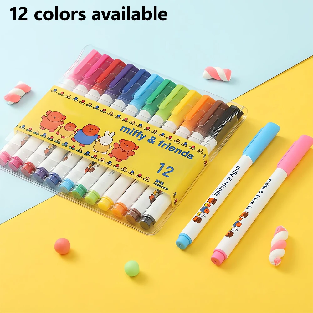 White Marker Pens Marker Pens Color Marker Pens Pen Marker Dry Erase Markers Whiteboard Pens M&G 12 Colors Erasable Whiteboard Pen Children Color Painting Markers Miffy Series Conference Pen Gift 12 pcs Examination