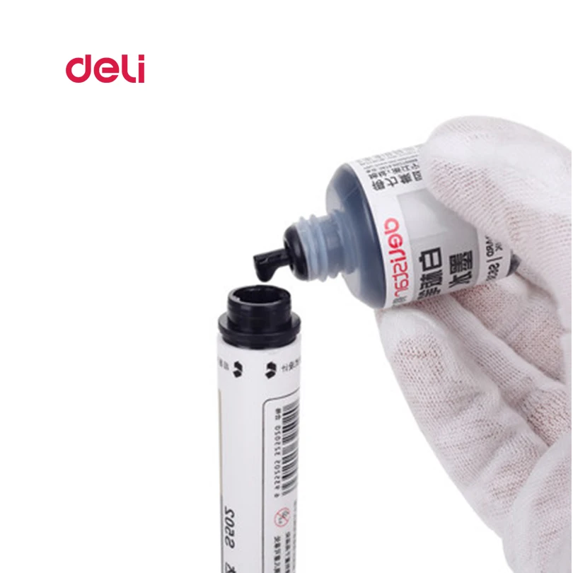 1 Pcs Deli Erasable Whiteboard Marker Pen 1 Ink Bottle Set Office Markers Dry Erase Blue Black Red marker pens