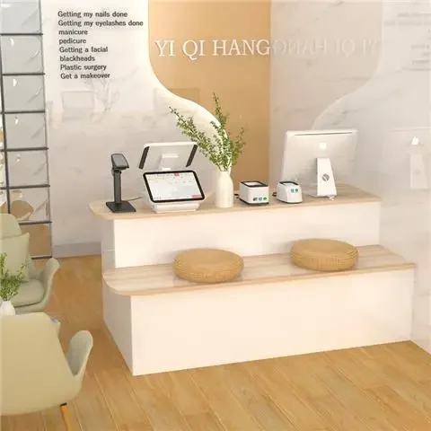 

Simple modern store, universal bar, supermarket, cash register, clothing store, small counter, beauty salon, reception desk