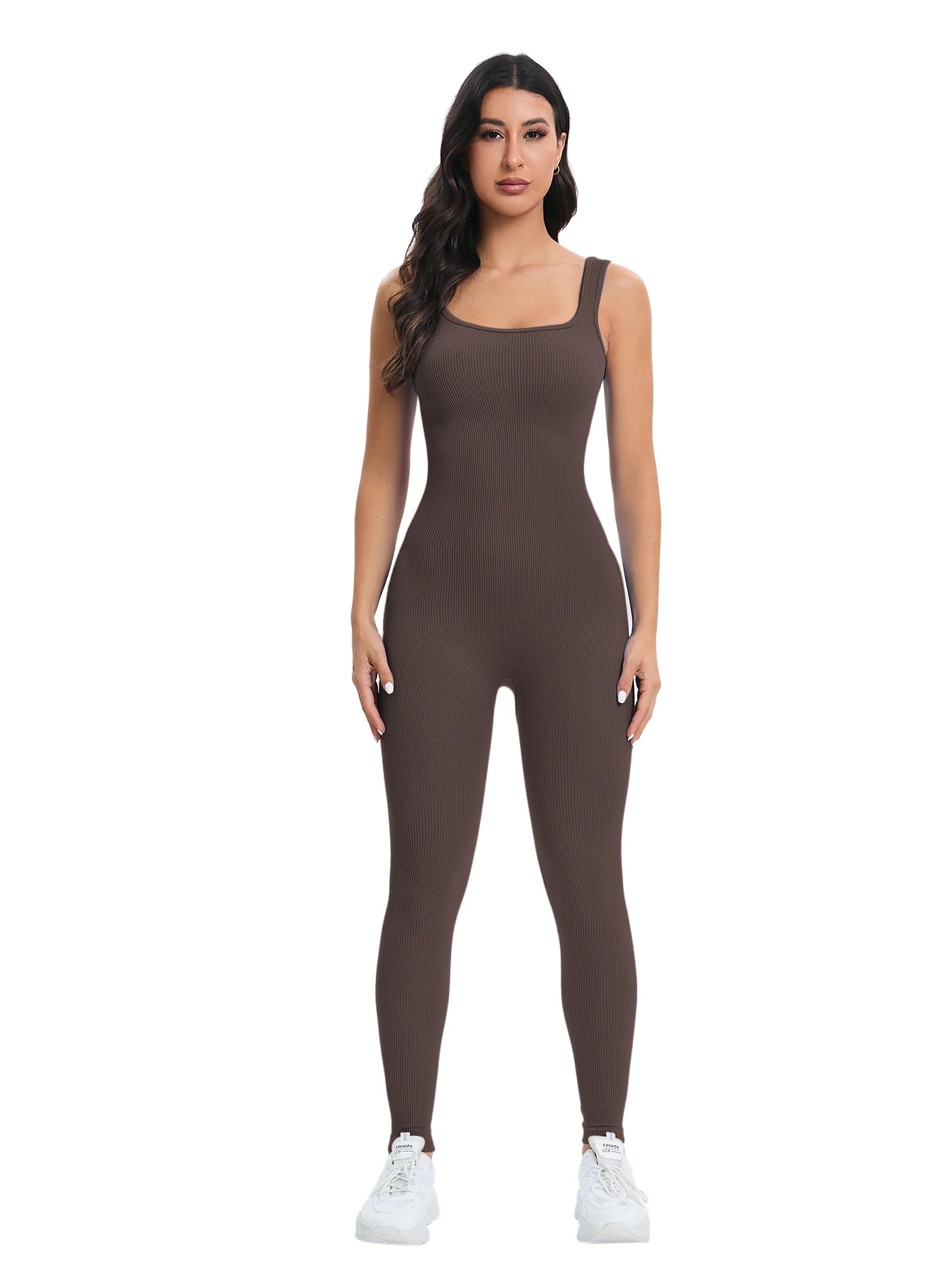 المرأة تجريب سلس بذلة اليوغا مضلع Bodycon قطعة واحدة تانك الأعلى طماق رومبير