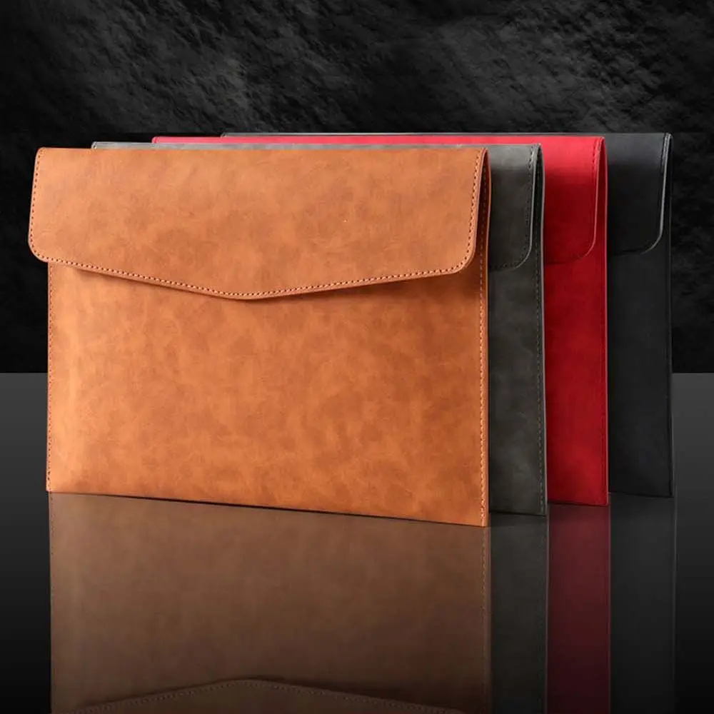 Large Capacity PU Leather Document Organizer and Business Handbag with Button Design