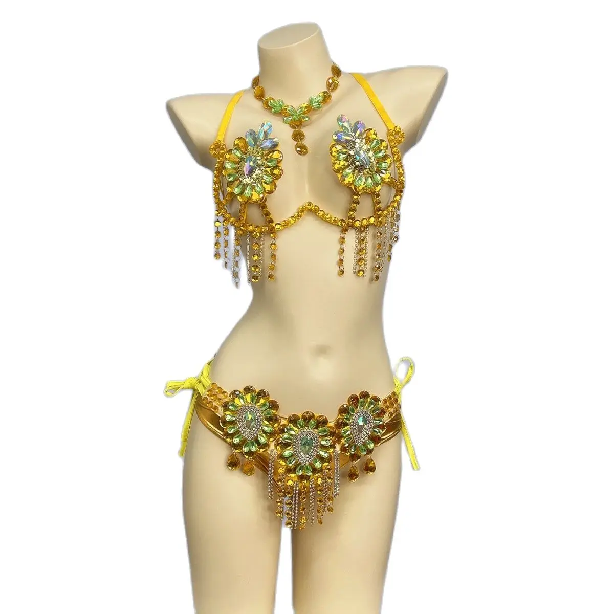 

Luxury Belly Dance Costume Stage Performance Outfits Sexy Samba Bikini Carnival Women Wire Bra & Belt stones Sambas Suits