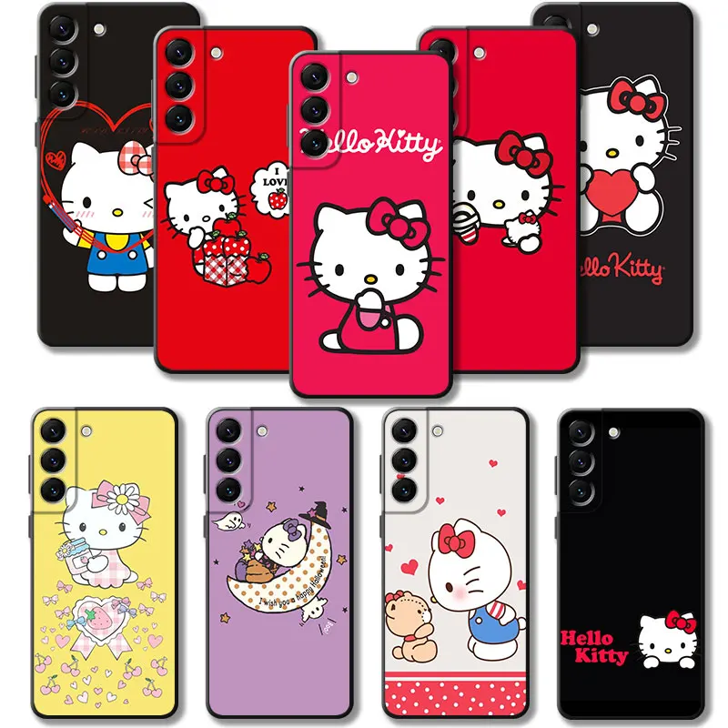 Hello Kitty Red Black Color Phone Case For Samsung Galaxy S22 S21 S20 ...