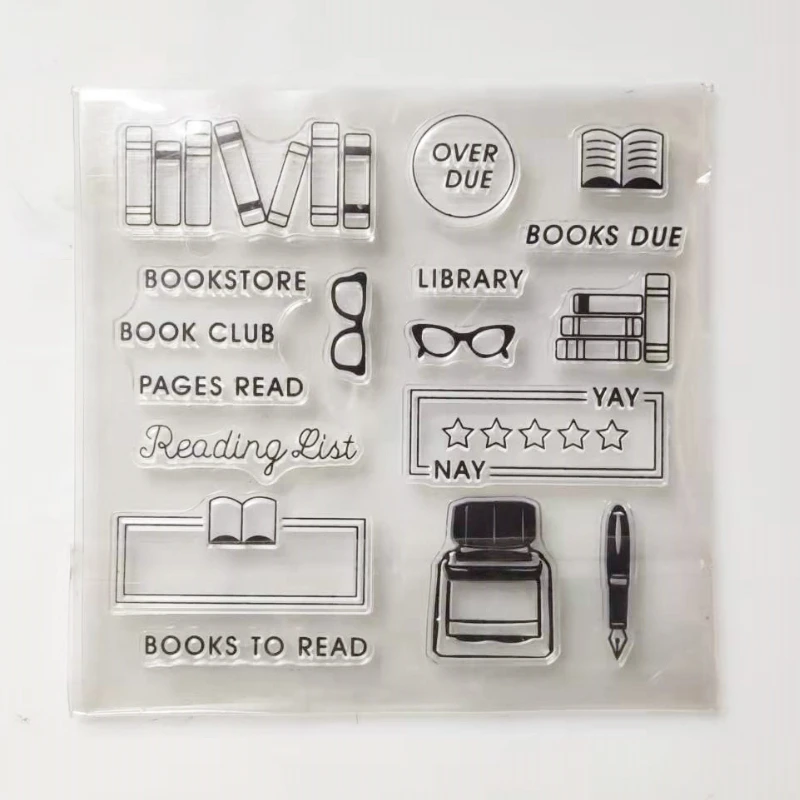 12.5X12.5CM New Book Glasses Ink Transparent Clear Stamp DIY Silicone Seals Making Travel Photo Album Stamps for Scrapbooking,clear stamps,clear rubber stamps