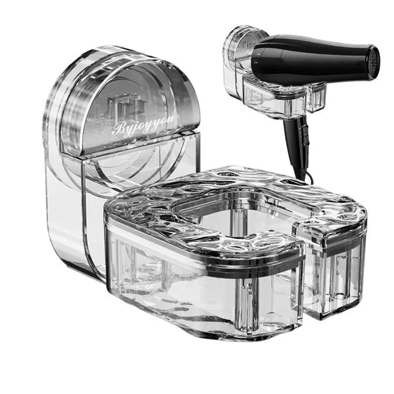 

Вращающаяся стойка для фена, настенная полка для хранения в ванной комнате, держатель для фена без перфорации, компактная коробка для инструментов для ухода за волосами