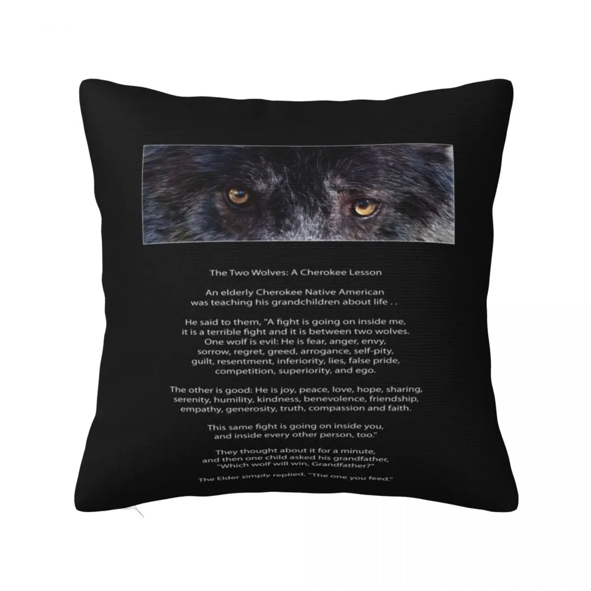 

Wolf Eyes The TWO WOLVES CHEROKEE TALE Throw Pillow Luxury Cushion Cover pillow cover christmas Bed pillowcases