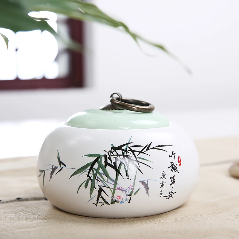 Ceramic Japanese Style Tea Caddies Dried Fruit Storage Cans Sealed Bottle Tea Accessories