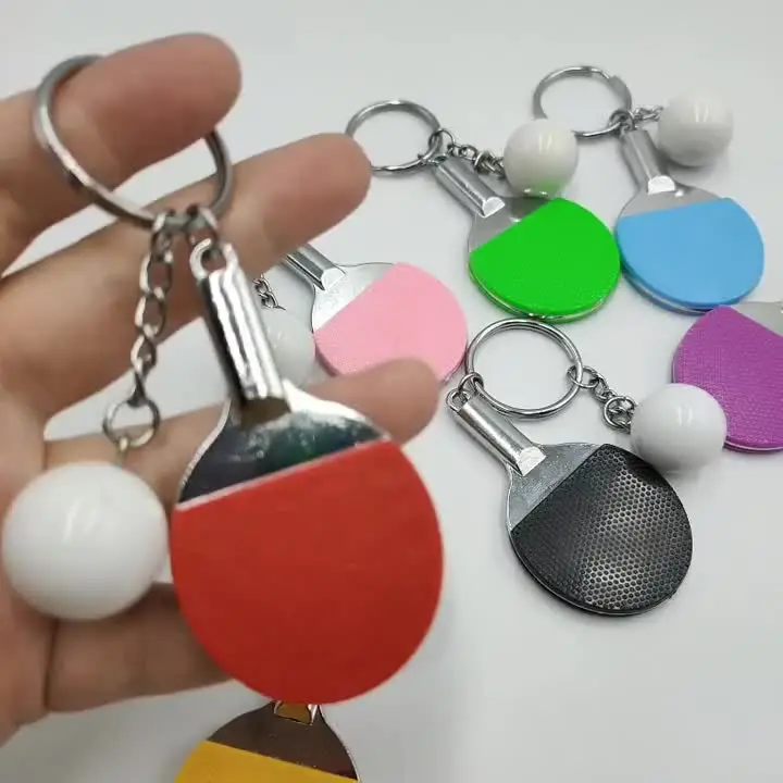 Llavero De Metal, 6 Piezas De Tenis De Mesa Llavero Lindo Mini Pong Diseño Colgante Llavero Llaveros Con Raqueta Y Pelota Para Amantes Del Deporte Fanáticos Regalo