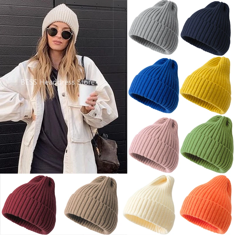 Nuovo berretto invernale per donna uomo ragazzo ragazza uncinetto Skullies cappello tinta unita unisex autunno berretti lavorati a maglia berretti selvatici_voghion.com