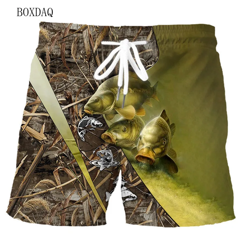 Men's Fishing Shorts Summer 3d Fish Printed Beach Shorts Elasticity Waist Loose Casual Oversized Man Shorts 6XL Plus Size 6