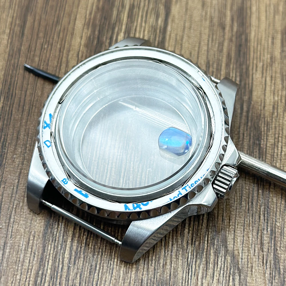 Enhanced Product Title:  
Black Finish GMT Series Bezel Watch Case with Sapphire Glass - 40mm