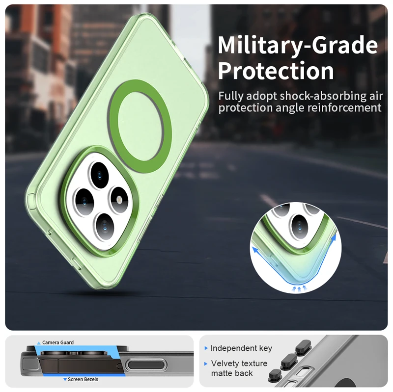Minimalist Anti-Drop Magnetic Phone Case - Matte Translucent TPU Hard PC Cover