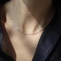 Collier en argent Sterling 925 avec perles géométriques simples, ras du cou, chaîne de clavicule brillante et délicate pour femmes, bijoux à la mode 6