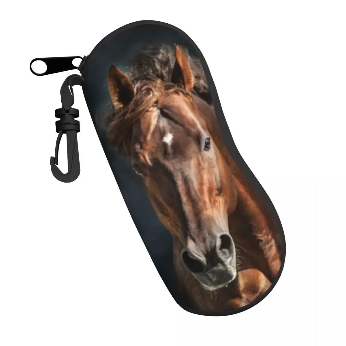 Glasses Case Eyewear Case Cover Protective for Men Women Sunglasses Red Horse With Long Mane Portrait Eyeglasses Glasses Box