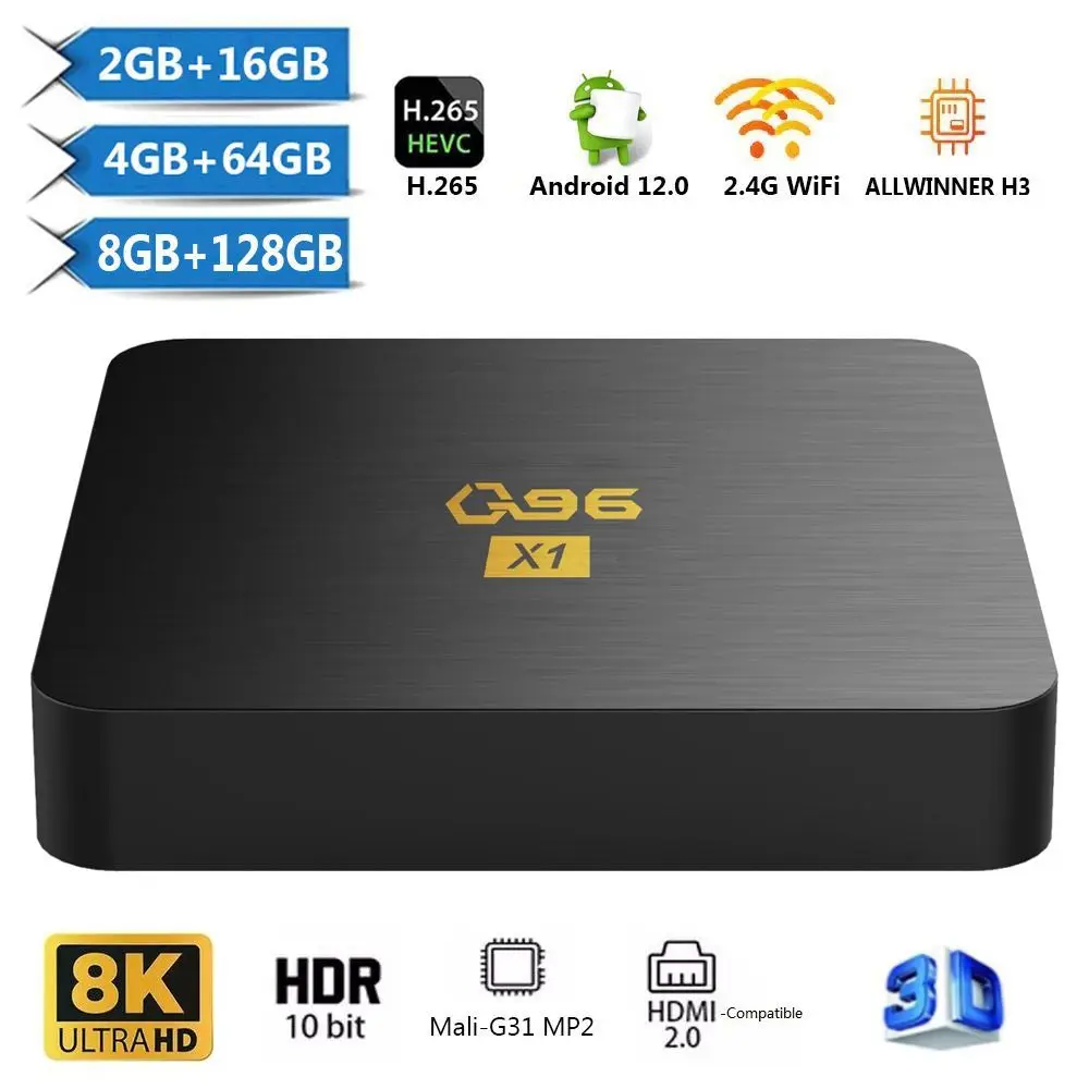 Q96 X3 Smart TV Box Android 13 Allwinner H313 Quad Core 6K HDR UHD 8GB  128GB 2.4G WIFI Media Player Set Top Box Home Theater