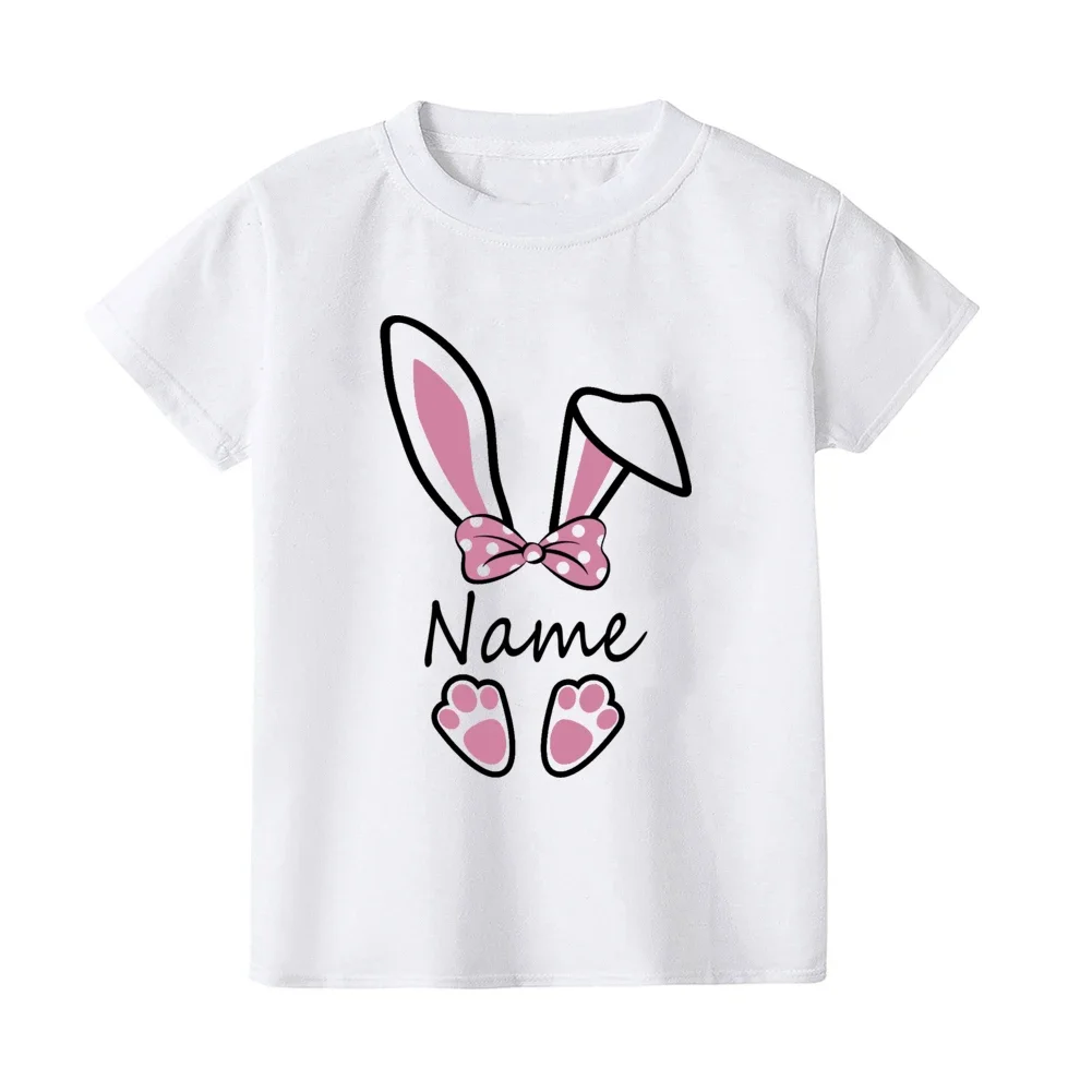 Personalized Kids Easter Shirt Custom Name Child Bunny T-Shirt Boys Girls Clothes Easter Party Brothers and Sisters Shirts 3