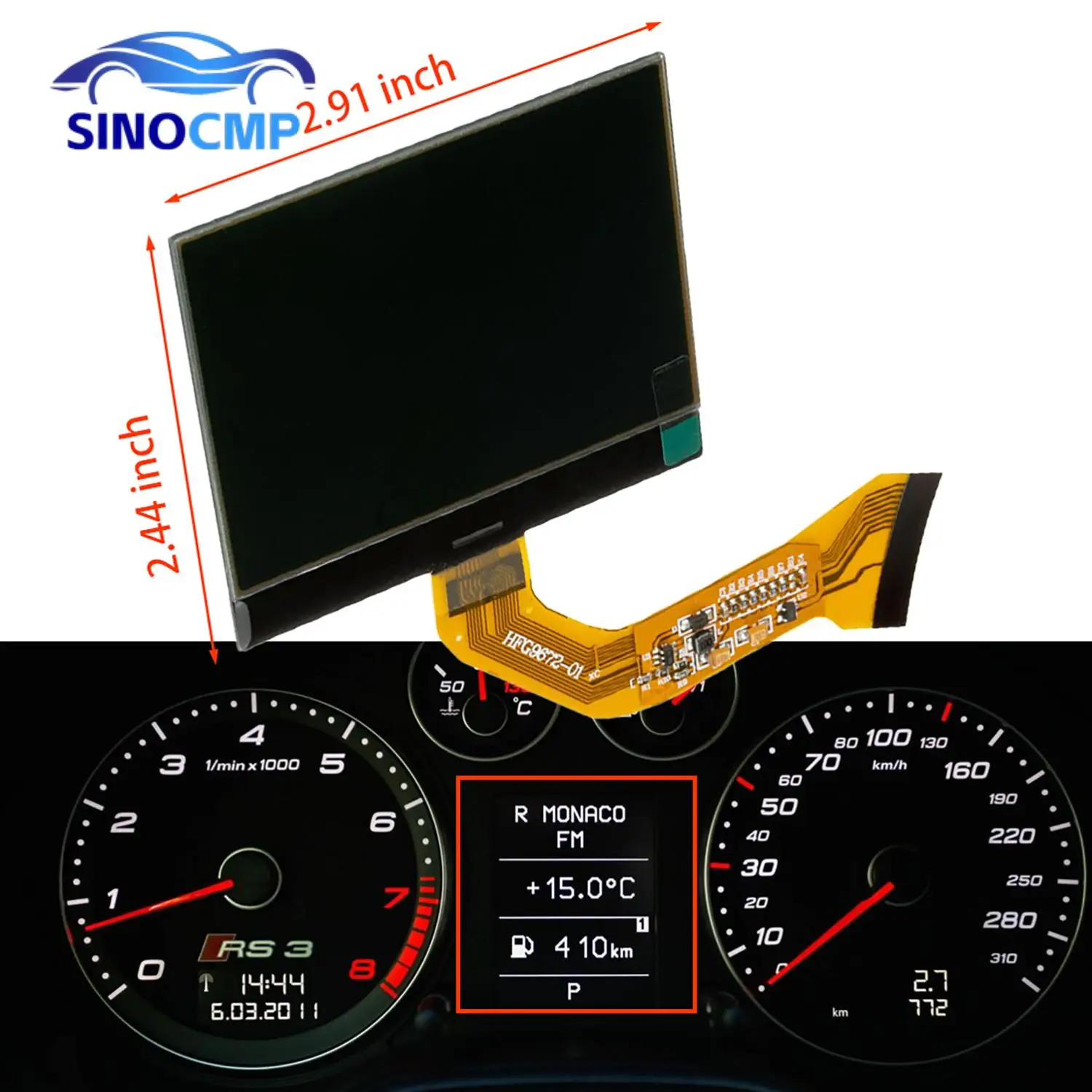 

7L6920970D 7L6920970R/L Original Dashboard Monochrome LCD Screen For VW Touareg V6 Porsche Cayenne S GTS 2002-2010