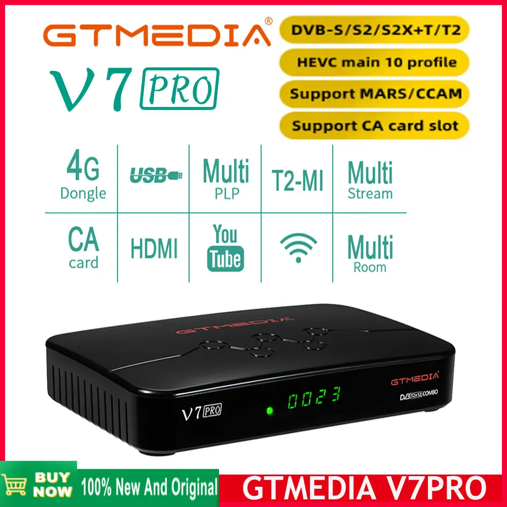 Nuovo Ricevitore Satellitare Gtmedia V7Pro Combo Dvb-S/S2/S2X + Decoder T/T2 Europa T2Mi Pk Supporto H.265 10Bit Freesat V7 Plus V7 S2X