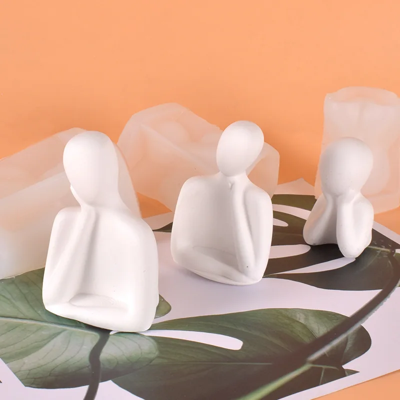 Description Picture 3 of itemDIY Human Body Thinker Silicone Mold 3D abstract figure Art Ornament Candle Making Kit Plaster Epoxy Resin Mold Handmade Crafts