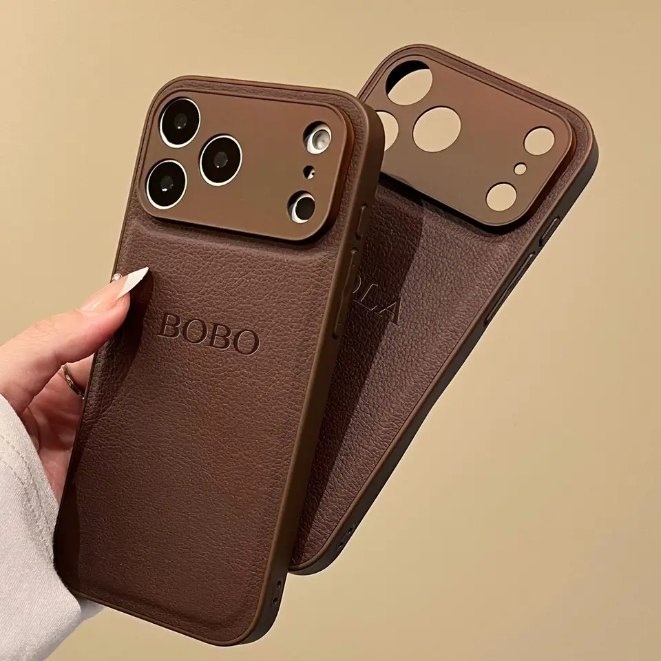 Personalisierte Luxus-Handyhülle aus Kunstleder mit 3D-Namensgravur zum Selbermachen für iPhone 17, 16, 15, 14, 13 Pro Max Plus_voghion.com