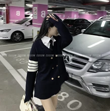 

tb four-bar double-breasted knitted suit jacket women's spring and autumn Korean version sweater cardigan casual thick top