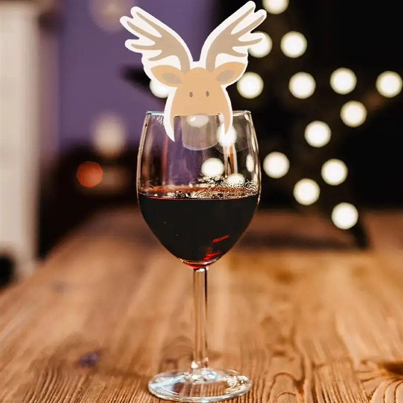 80pcs Christmas Wine Glass Marker Decorations Cup Cards Xmas Goblet Markers Merry Christmas Decorations for Party New Year