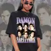 Damon Salvatore Ian Somerhalder TV Series Graphic T Shirts Men's Retro Gothic Fashion Oversized Cotton T-shirt Unisex Streetwear 1