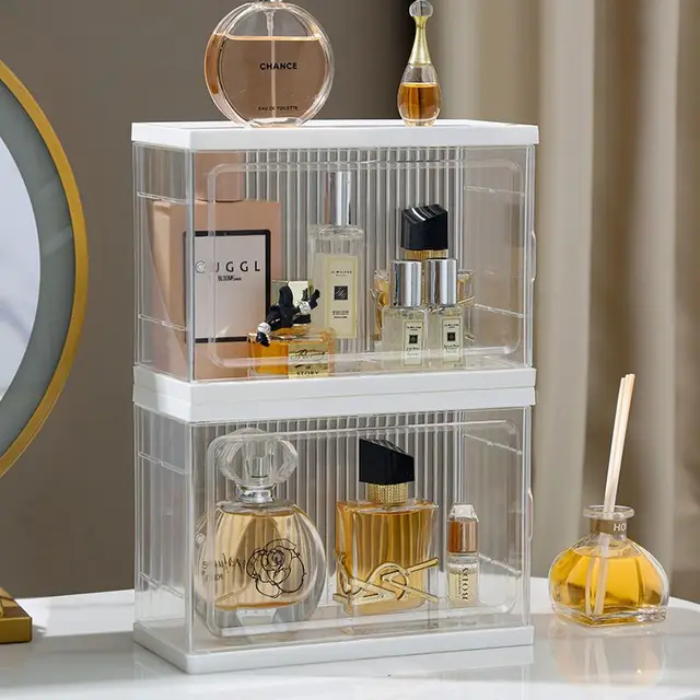 HD Transparent Acrylic Storage Box Perfume Display Stand 2 Layer