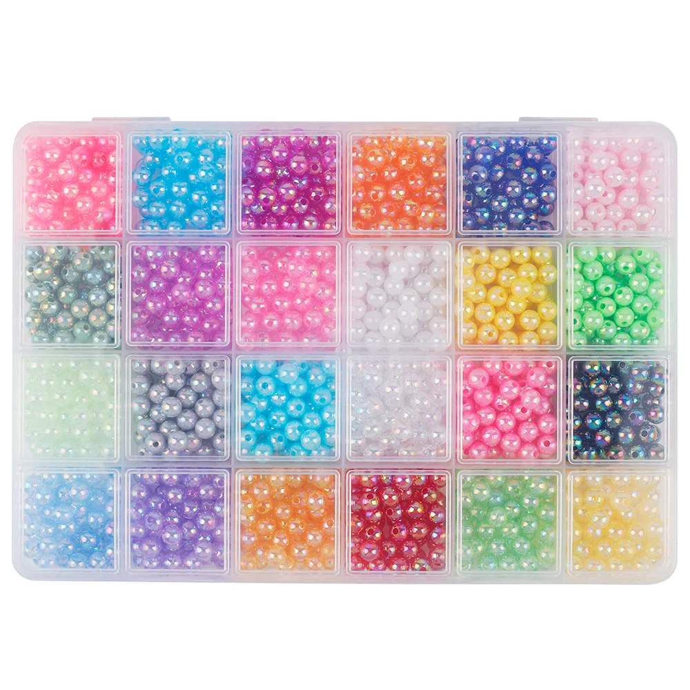 6MM AB Color Plastic Bead With Hole Beads for DIY Jewelry Earring Making Craft Sewing Garment Material Plastic Beads