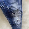 Chareiharper t121 raggy paint-spruced Stretch jeans for men Skinny blue panhandle pants 4