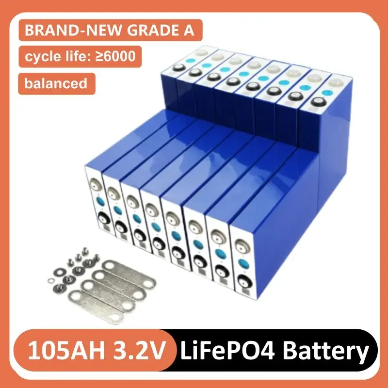 리튬 다리미 인산염 충전식 Lifepo4 배터리, 태양열 저장 RV 자동차 밴용 프리즘 셀, 3.2V, 105Ah, 12V, 24V, 48V