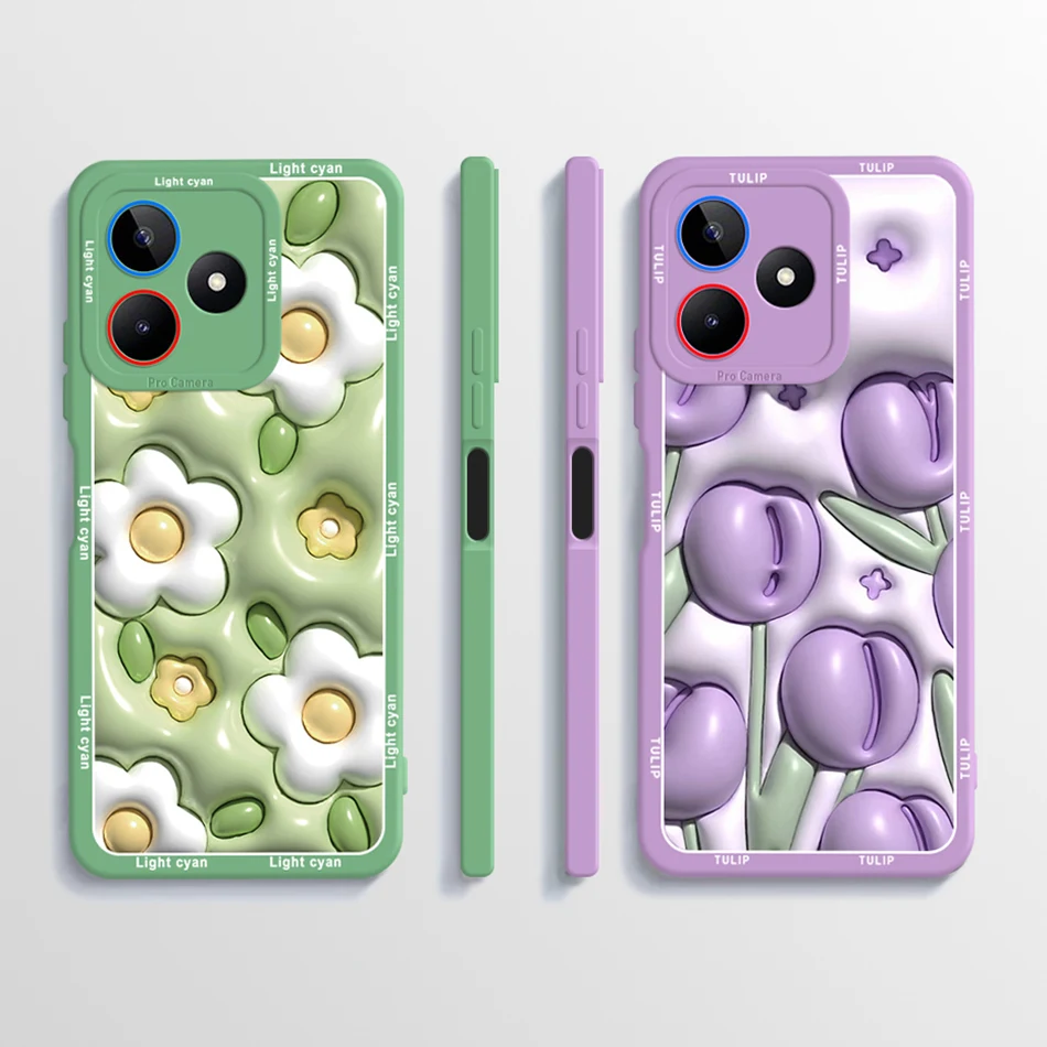 Elegant Floral Phone Case with Full Camera Protection - Realme Note 50