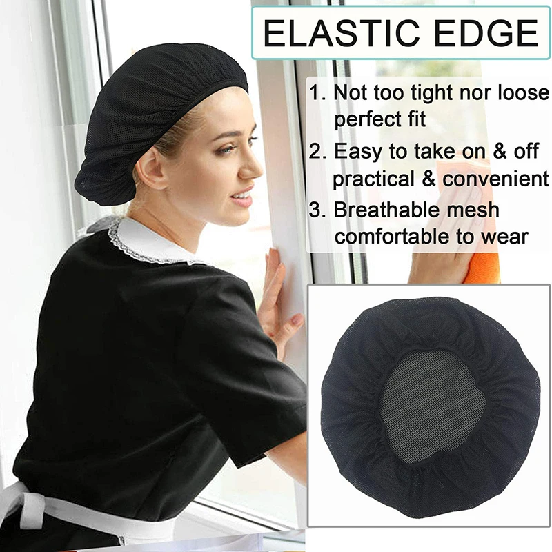 Chef Hat Kitchen Cooking Adjustable Size Anti-turn Reusable Washable Mesh Puffy chef hat