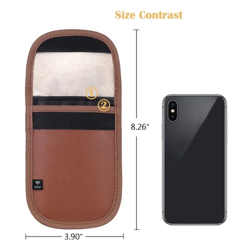 Anti-theft RFID Signal Blocking Faraday Keyless Entry Car Key Pouch Case Bag RFID Signal Blocking Bag Cover Keychain 2pcs