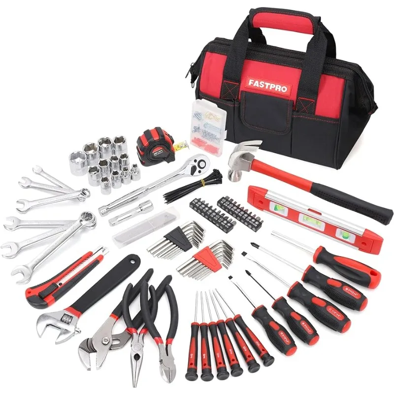 FASTPRO 236-Piece Home Repairing Tool Set, Mechanics Hand Tool Kit with 12-Inch Wide Mouth Open Storage Bag