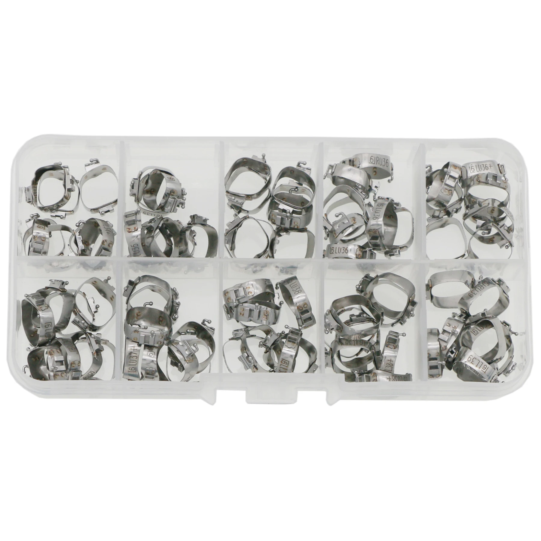 80Pcs Dental Orthodontic M Series Bands Pre-welded Covnterible Roth 022 1st Molar Tubes Conv Small Cleat Lingual Sheath 34#+-39#