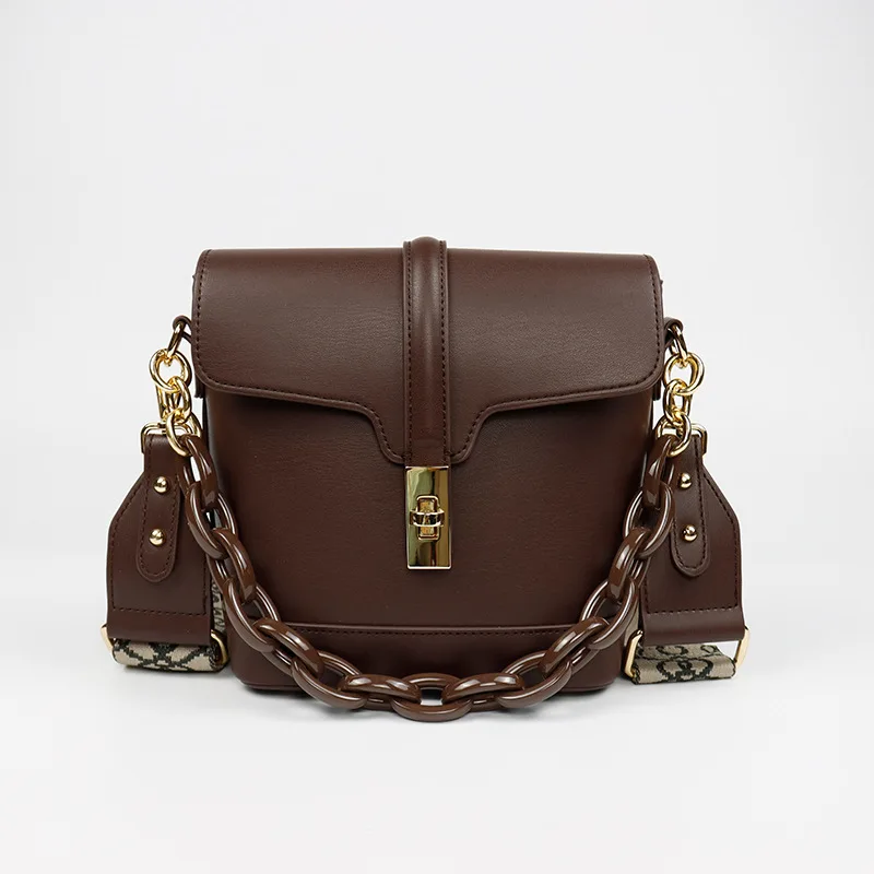 Premium sense bucket bag  new trend simple fashion wild chain lock shoulder messenger bag portable female bag crossbody bags