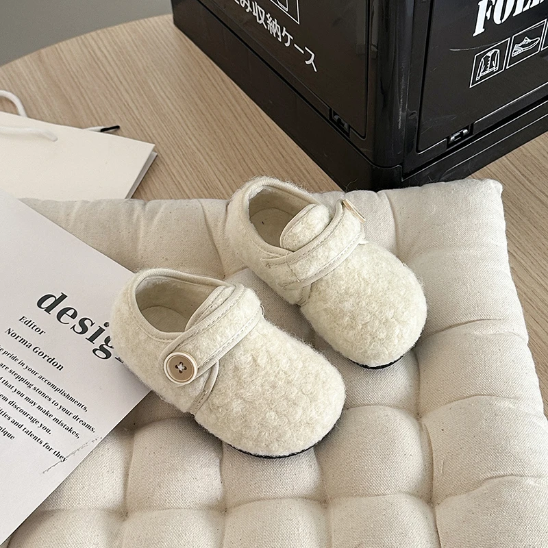 Girls Winter Plush Shoes Leopard Cotton Casual Outdoor