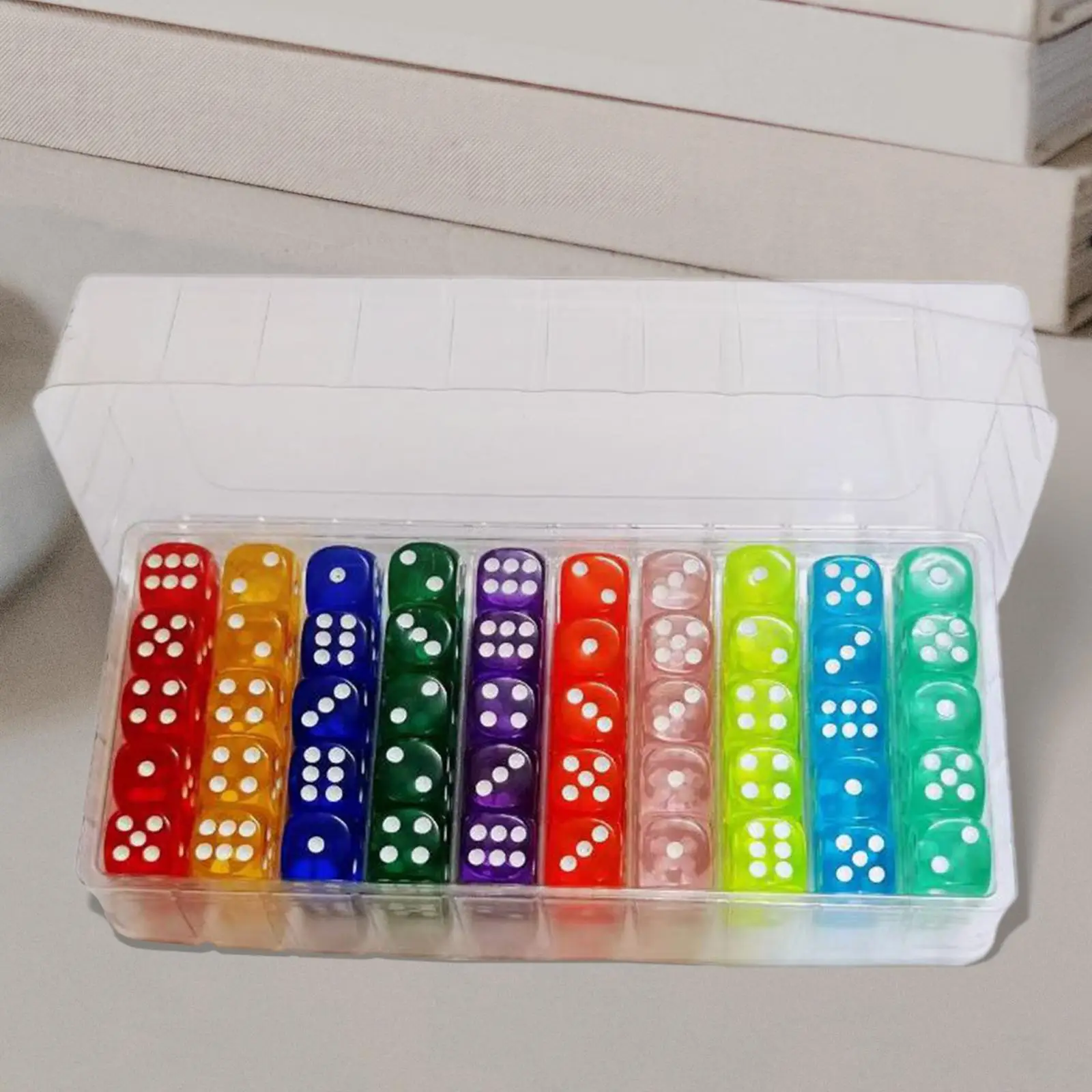 100 Pieces 6 Sided Dice Acrylic Dice 10 Colors for Playing Games Classroom