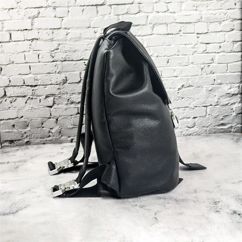 25ss Black ALYX Genuine Leather Backpack High Capacity