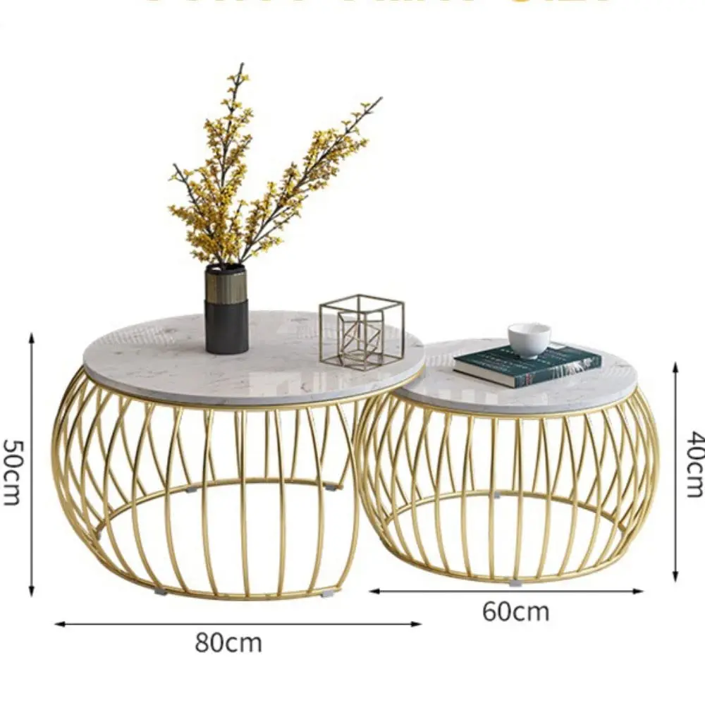 Excellent Quality Round Coffee Table Desk Stand Solid Wood Marble Top Finished Coffee Table for Living Room Furniture