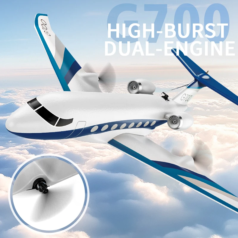 Dessous du planeur électrique avec gyroscope, révélant les prises d'air et le compartiment batterie.