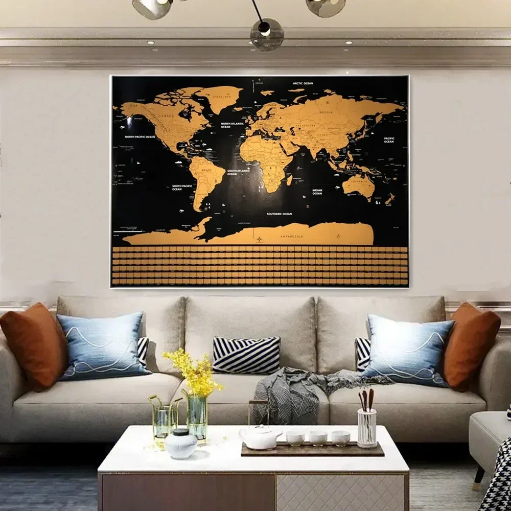 Dropshipping Deluxe World Scratch Maps Mappe Da Viaggio Personalizzate Mini Scratch Off Foil Layer Coating Maps Poster