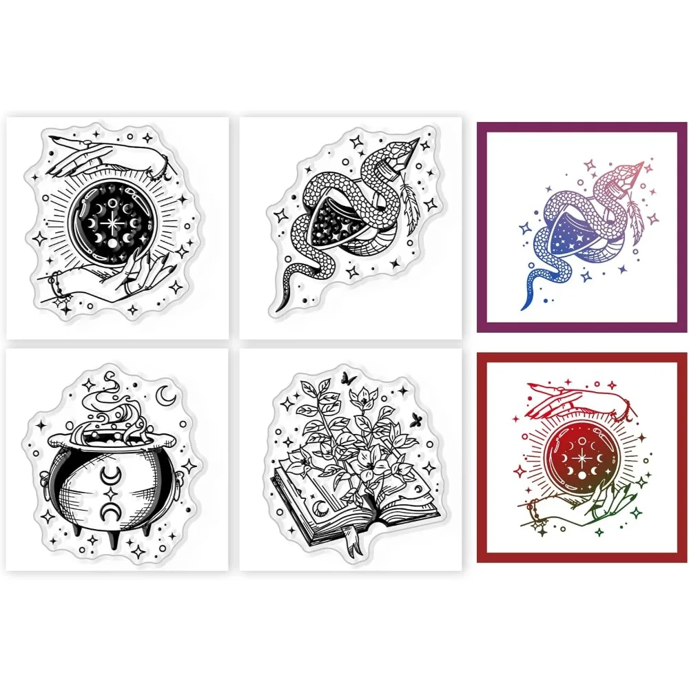 4Pcs Mini Magic Clear Stamps for DIY Scrapbooking Mini Divination ...