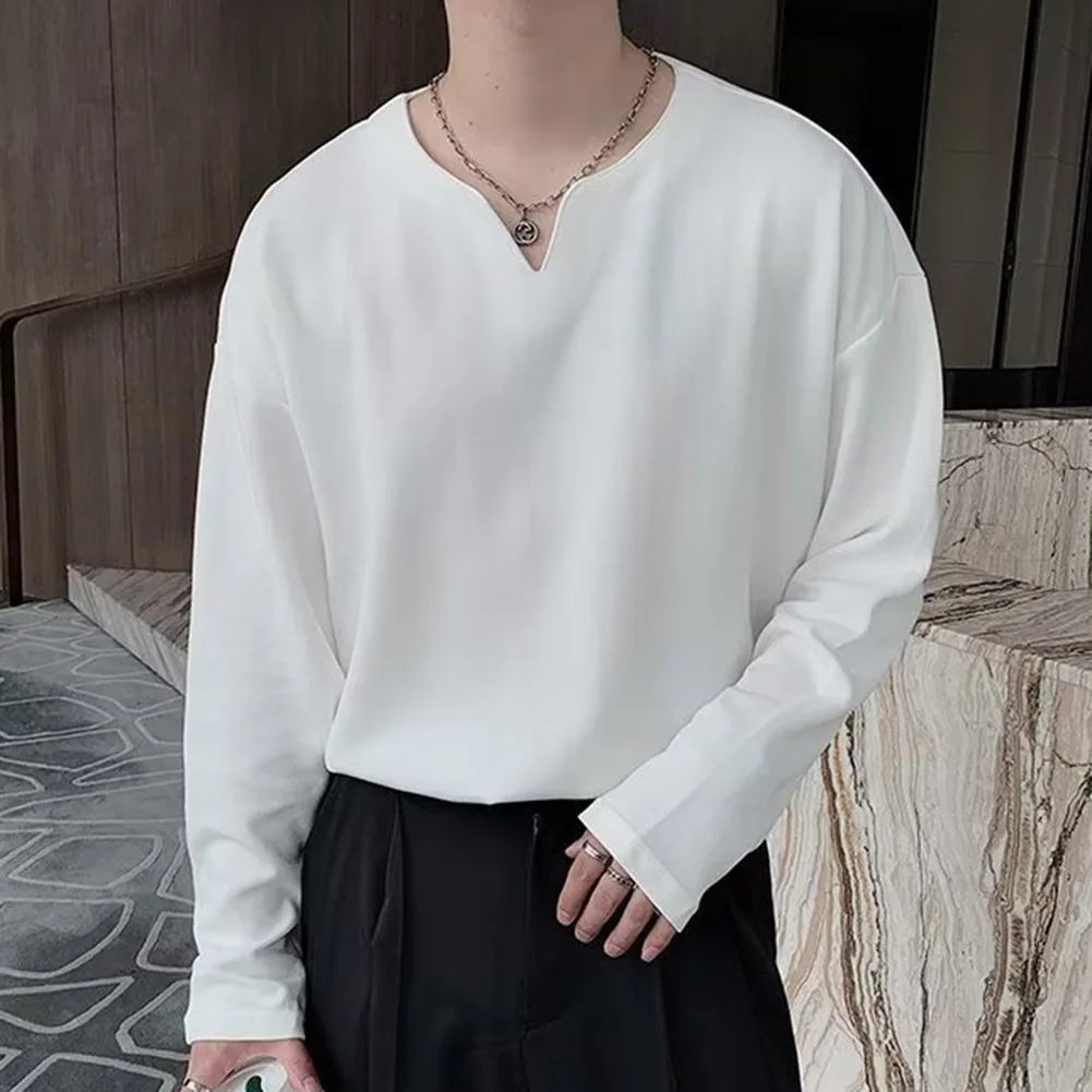 

Male Tops Mens Shirt V Neck Vacation Vintage Breathable Casual Daily Holiday Korean Style Tops Long Sleeve Shirt