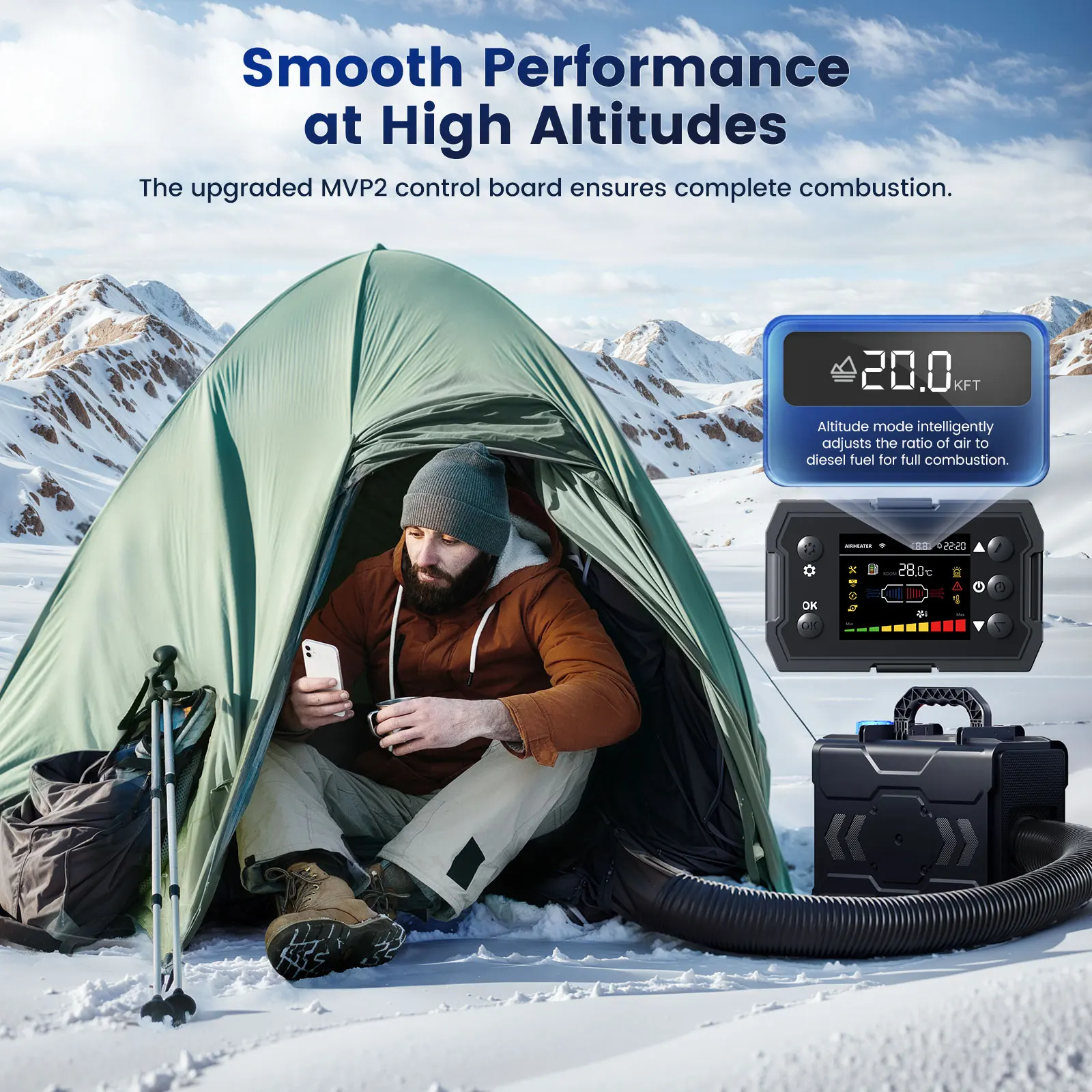 Portable Diesel Air Heater 12V 8KW Bluetooth Smart