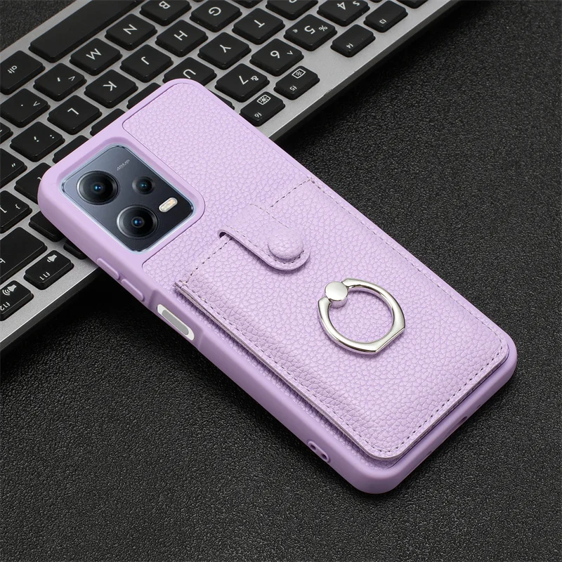 Elegant Leather Wallet Phone Case with Card Slots and Ring Holder - Premium Back Cover