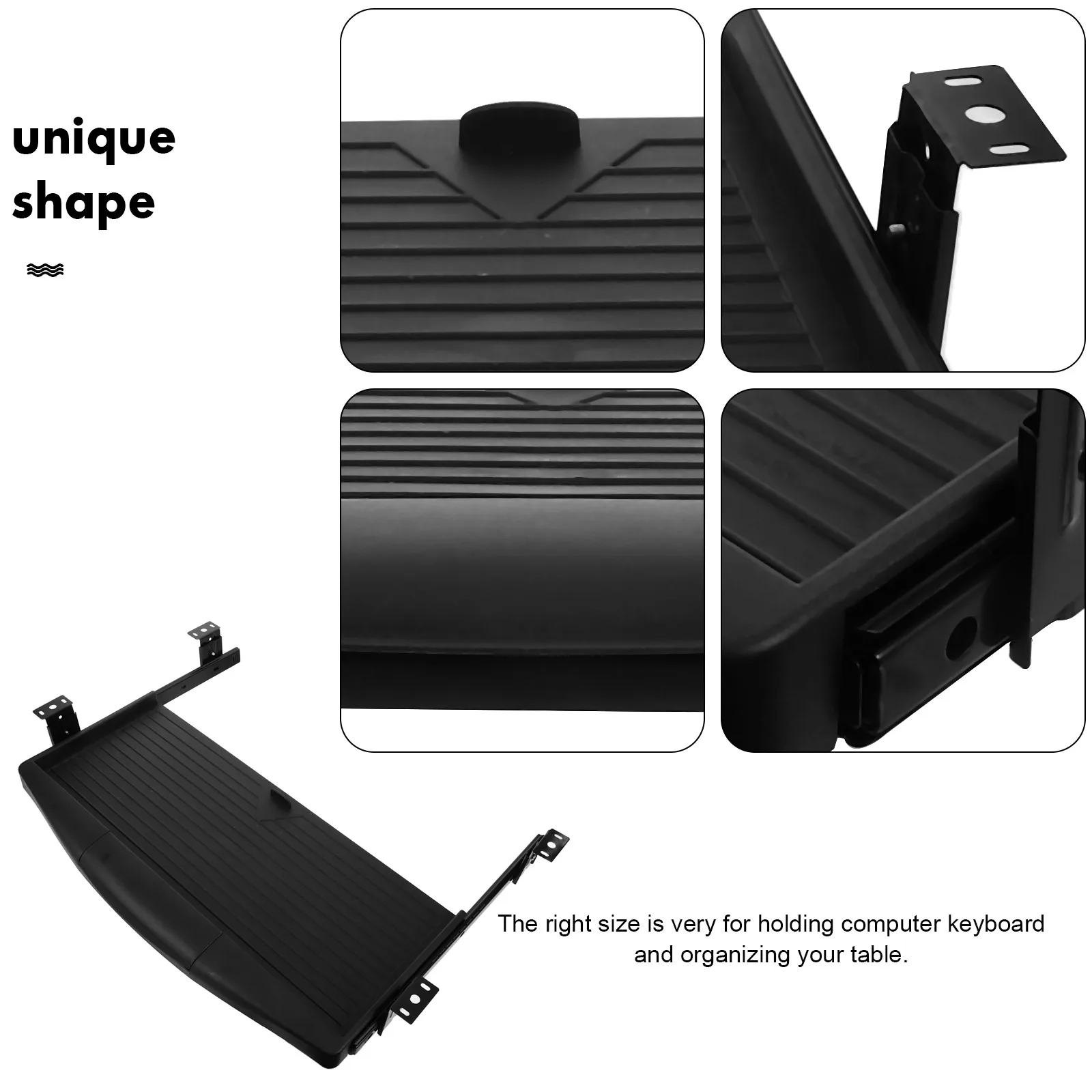Adjustable Keyboard Bracket Tray Under Desk Keyboard Tray Drawer Type Computer Holder Desk Storage